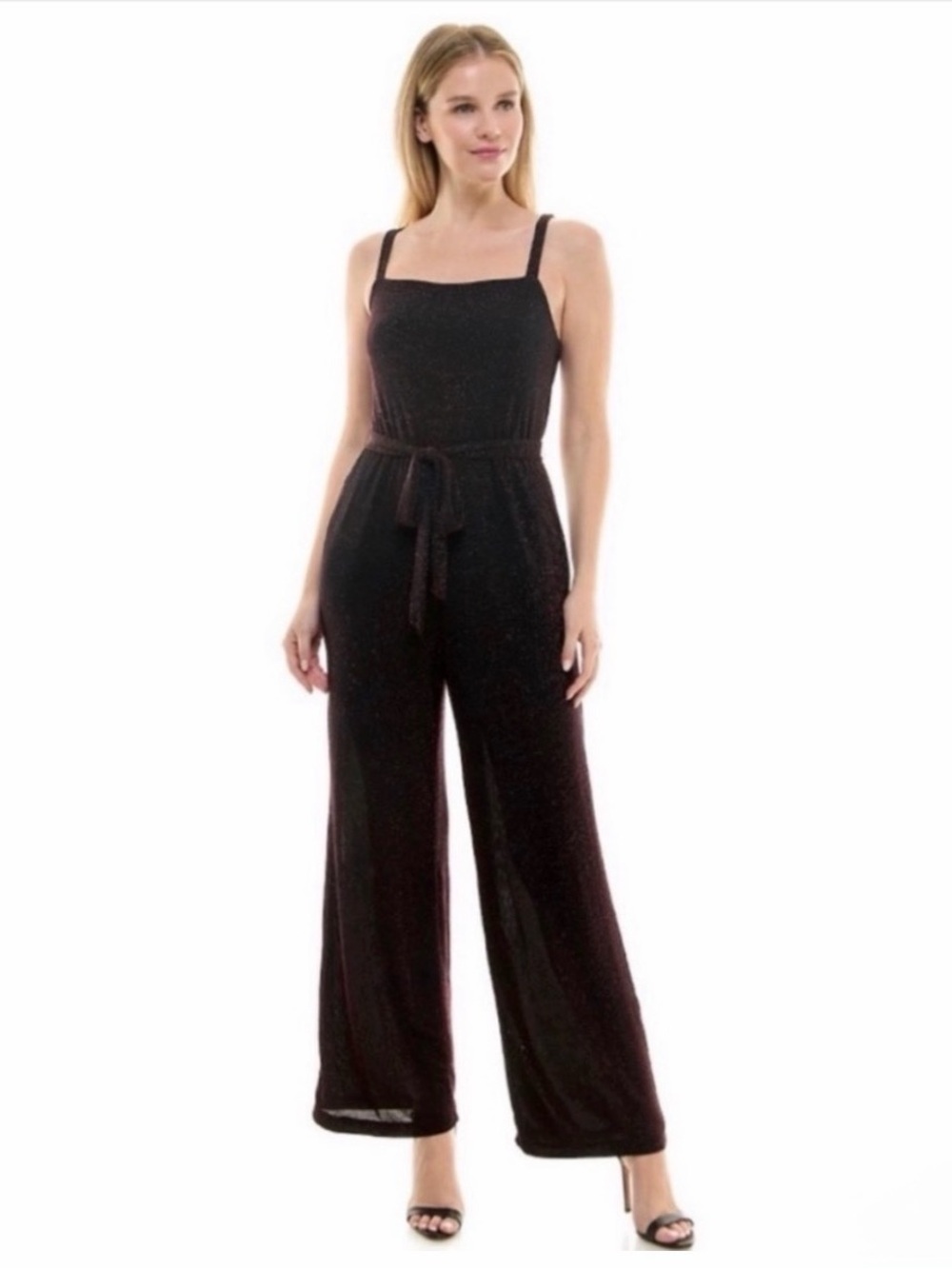 NWT Lily Rose Square Neck Glitter Knit Jumpsuit sz Small